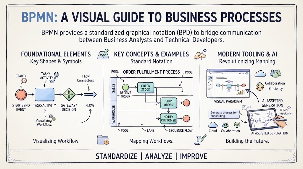 Mastering BPMN: A Visual Guide to Business Process Modeling