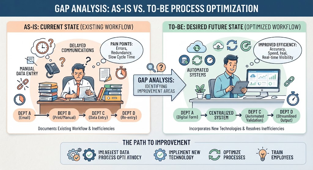Gap Analysis As-Is Vs To-Be Process Optimization