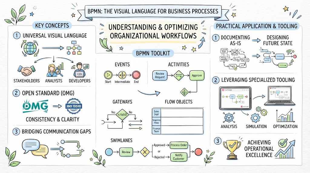 BPMN Visual Language Business Processes Infographic